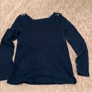 J. Crew Boat Neck Tshirt with Gold Buttons